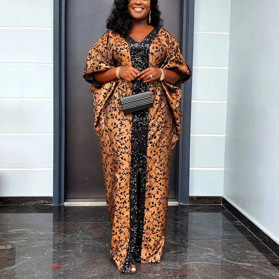 Elegant Muslim Sequin Maxi Dress