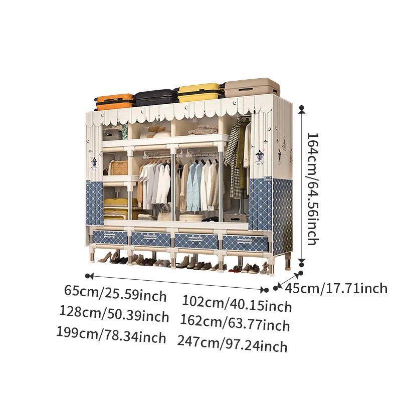 Stainless Steel Wardrobe Closet with Dustproof Cover