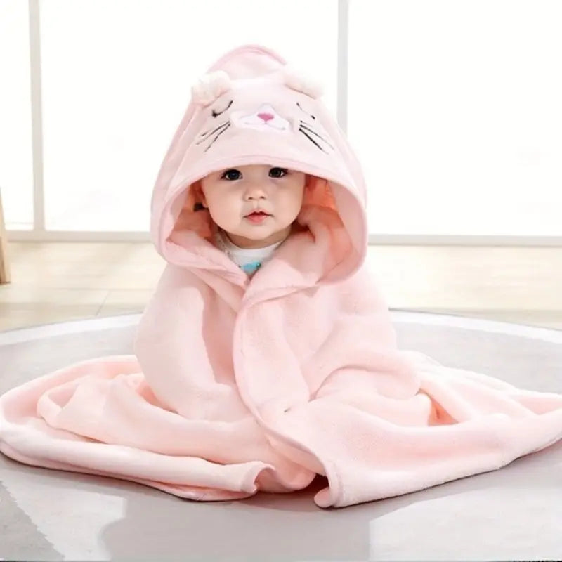 Unisex Coral Fleece Hooded Bath Towel