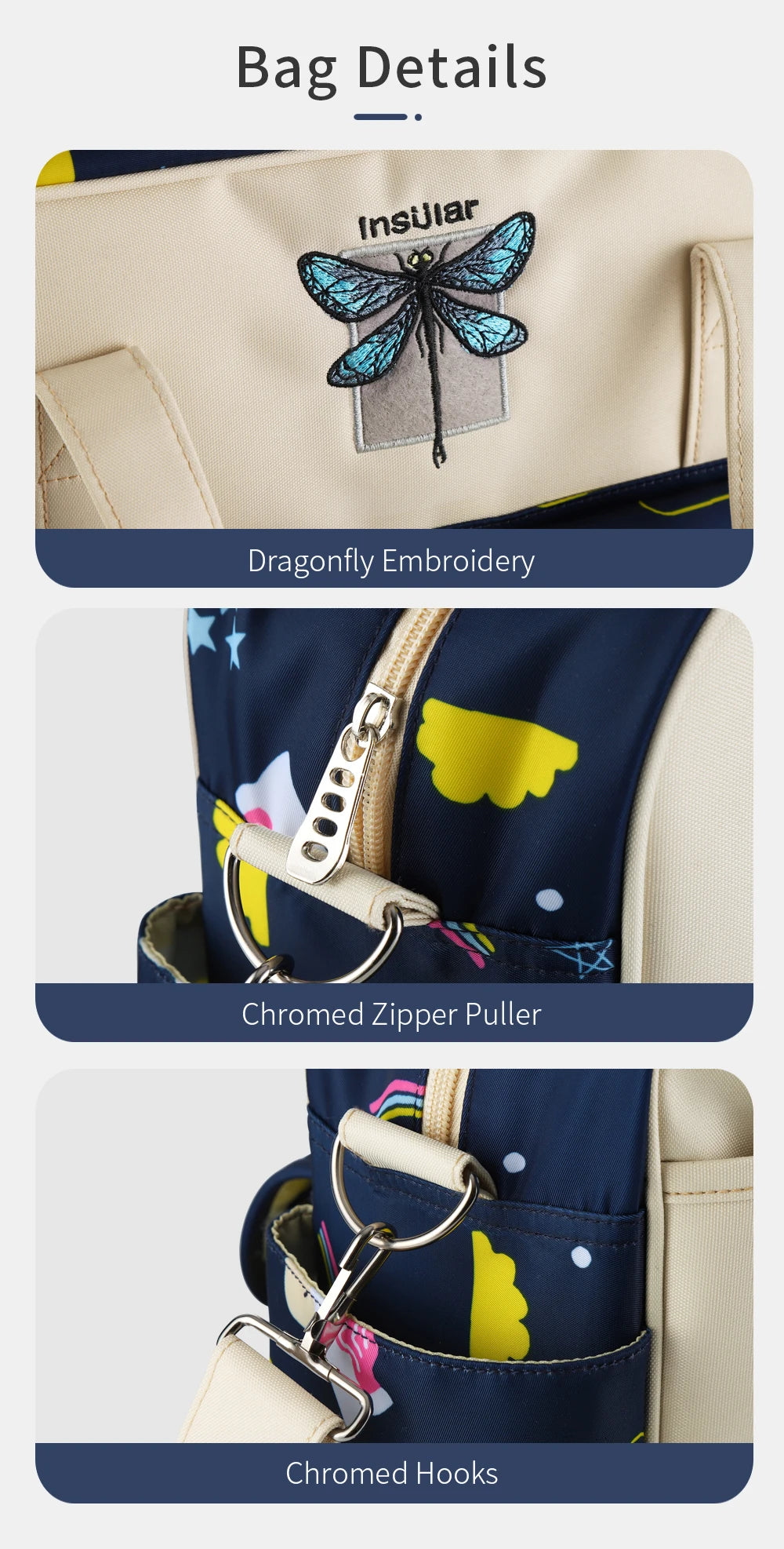 Stylish Waterproof Multifunctional Diaper Bag