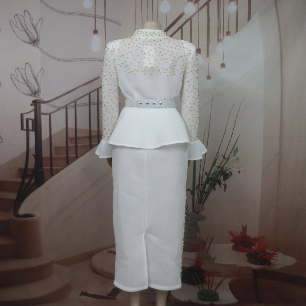 Luxury Rhinestone Mesh Dress Suit for Women