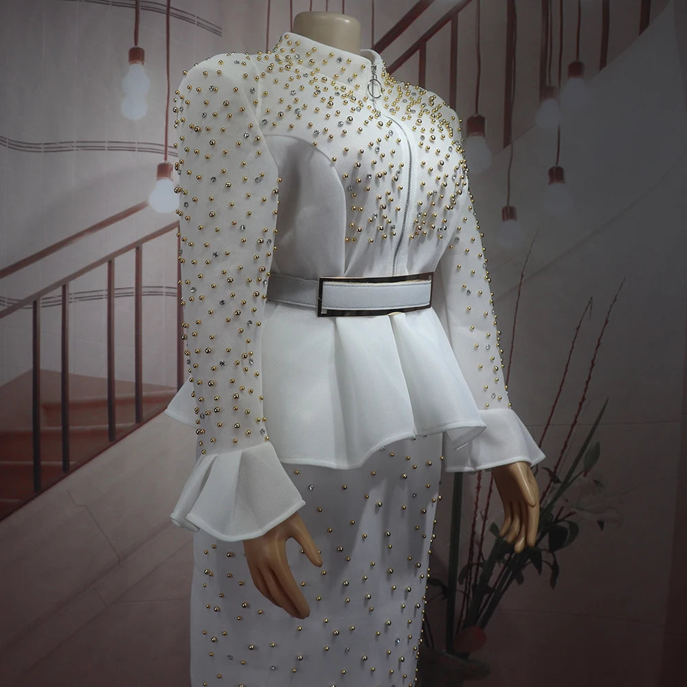 Luxury Rhinestone Mesh Dress Suit for Women