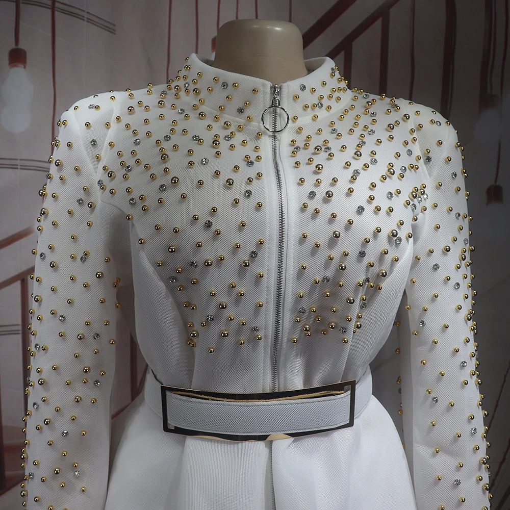 Luxury Rhinestone Mesh Dress Suit for Women