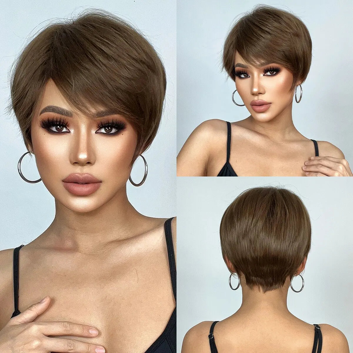 Short Layered Synthetic Hair with Fluffy Bangs