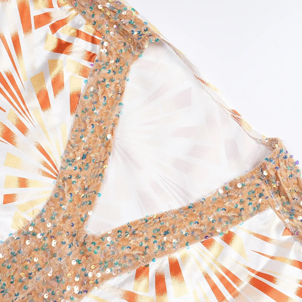 Elegant Muslim Sequin Maxi Dress