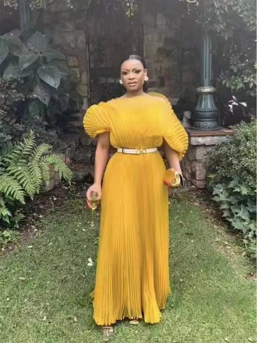 Pleated Chiffon Long Gowns for Women