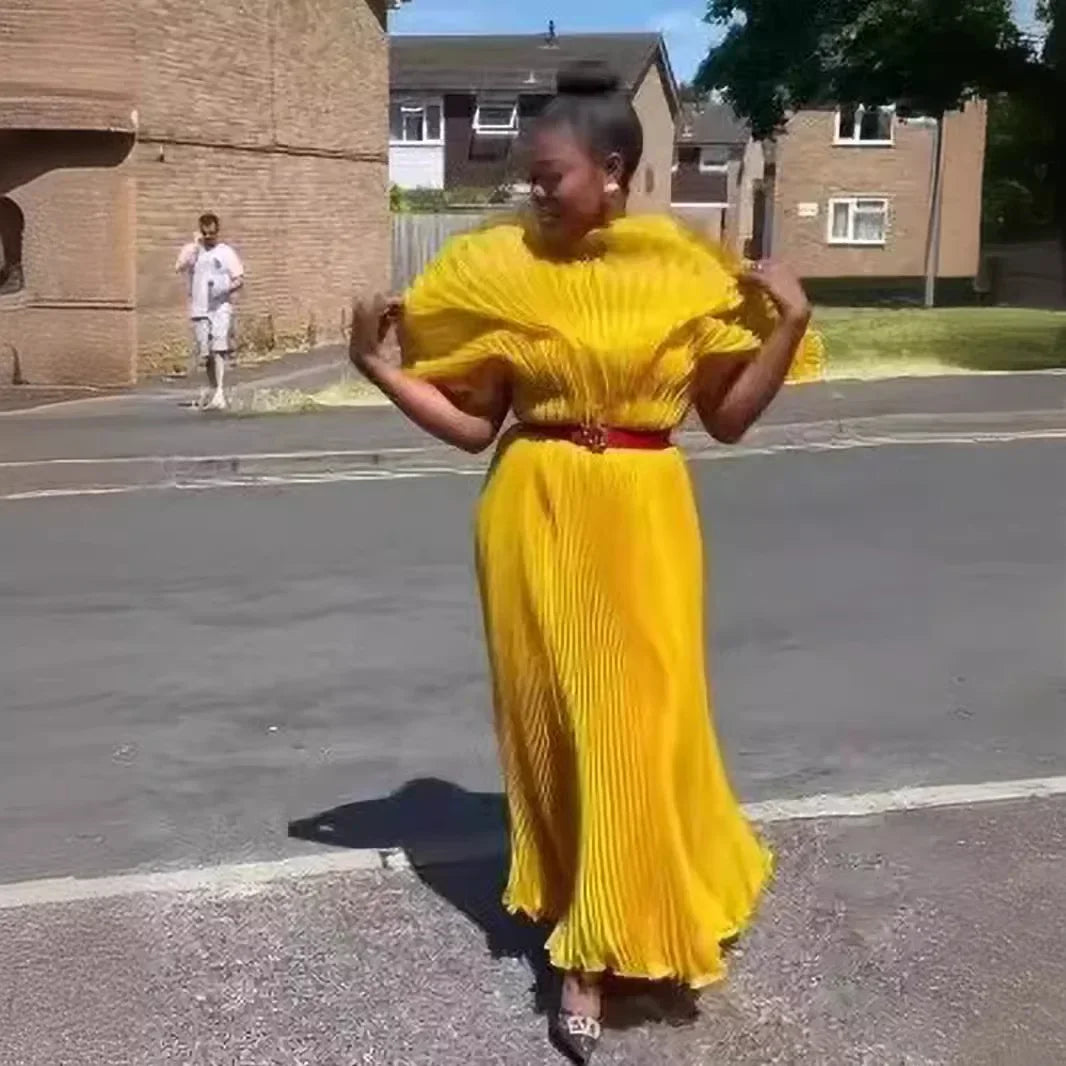 Pleated Chiffon Long Gowns for Women