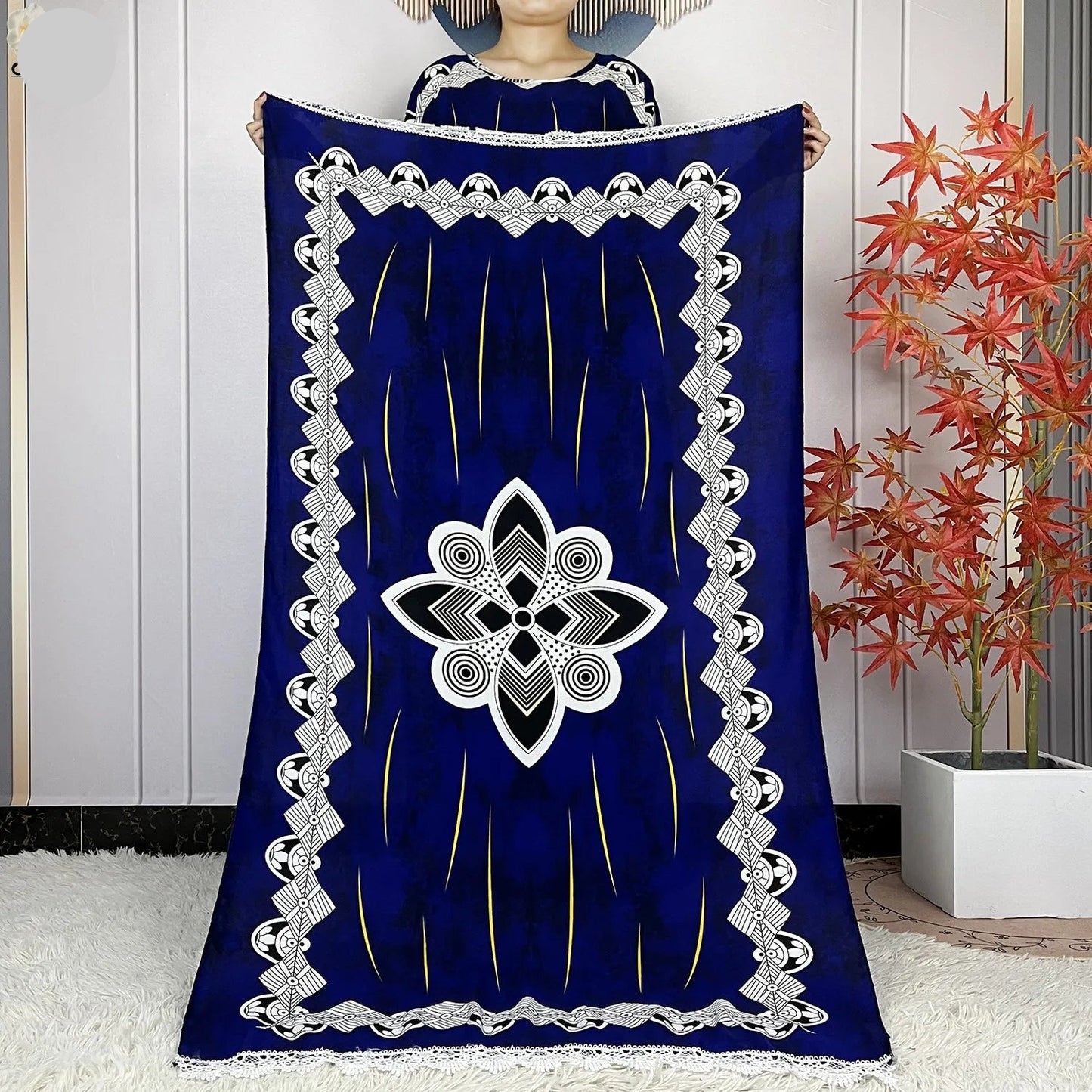 Elegant Loose fit Printed Caftan Dress with scarf