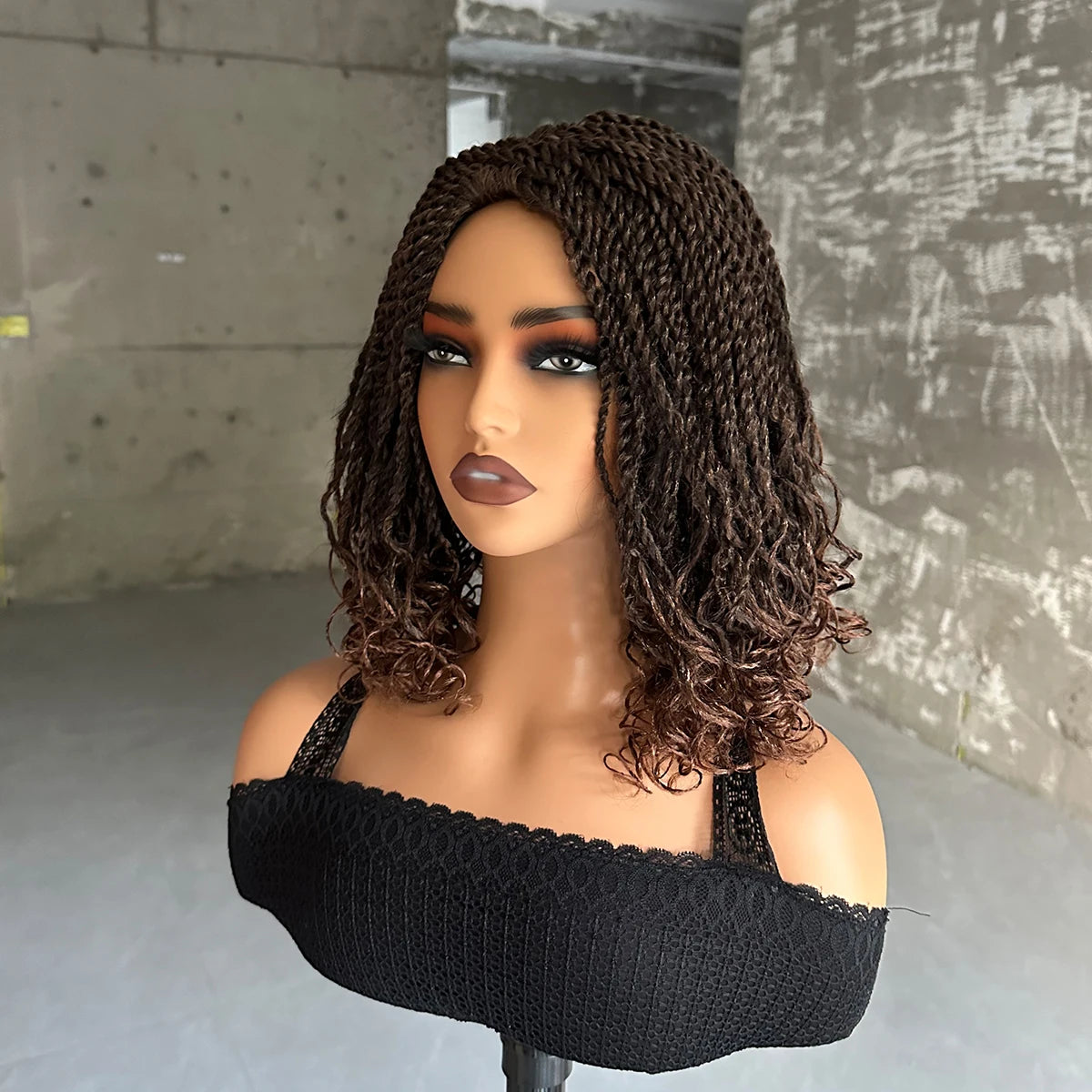 Short Synthetic Box Braided Bob Wig for Black Women