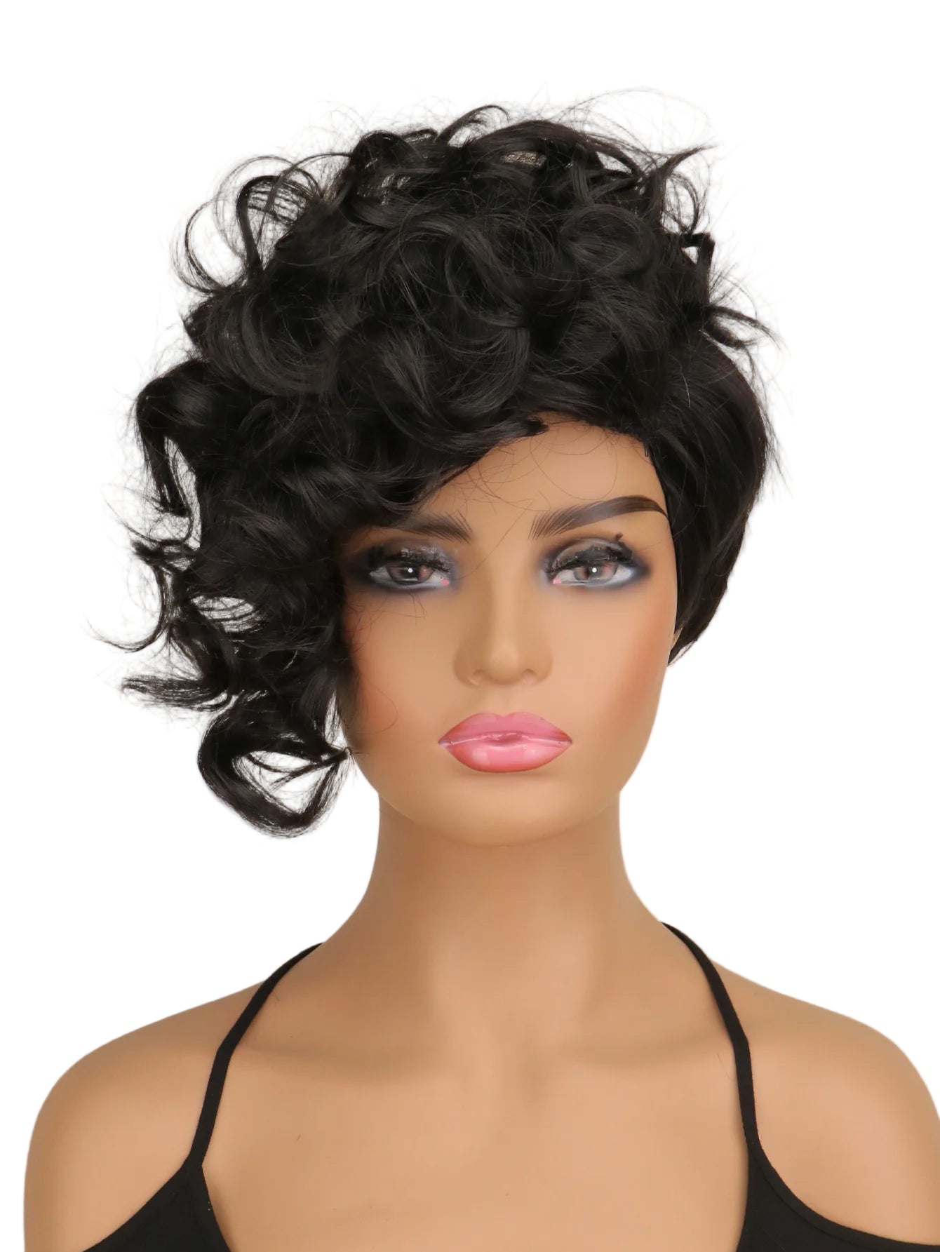 Black Short Curly Pixie Cut Wig for Women