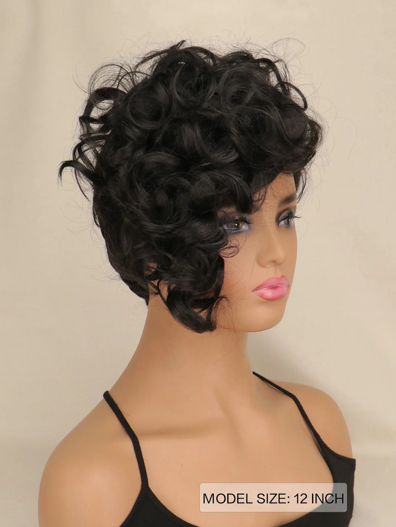 Black Short Curly Pixie Cut Wig for Women