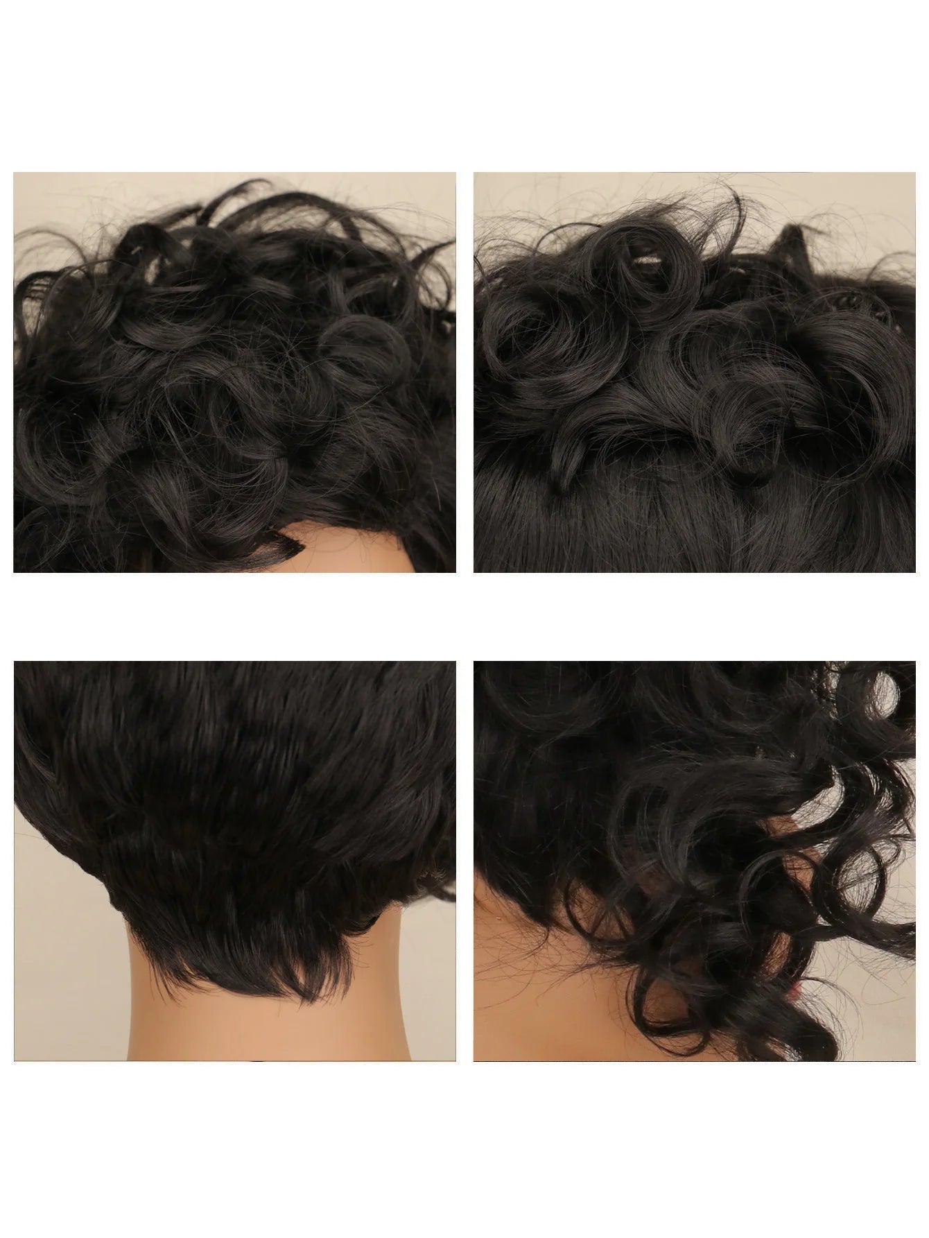 Black Short Curly Pixie Cut Wig for Women