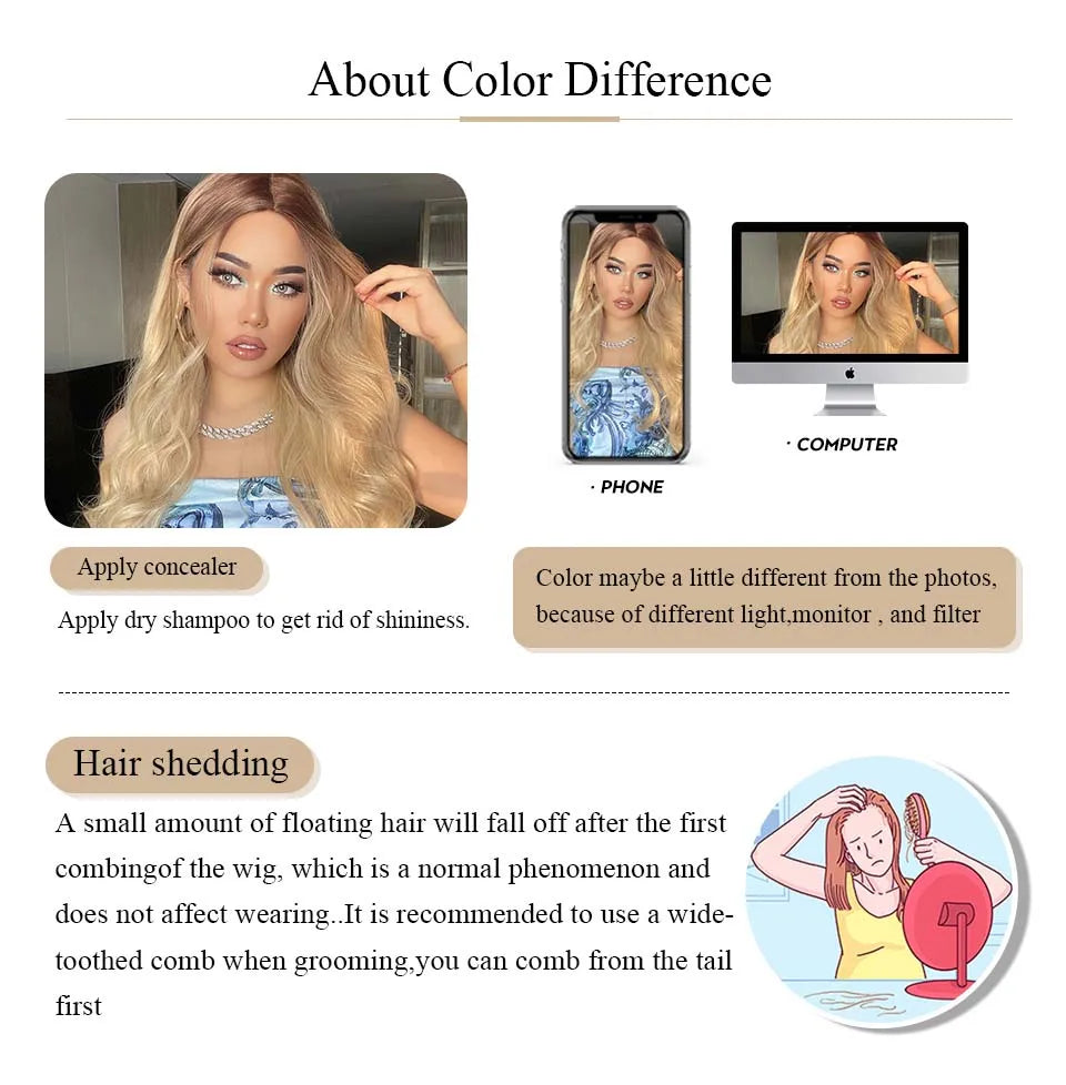 Brown Ombre Medium Length Wig with Bangs