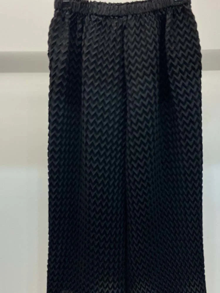 2 Pieces Pants Sets Pleated Belt Jacket With Elastic Waist Wide Leg Pants Female Fashion Clothing-party dresses-Top Super Deals-Free Item Online