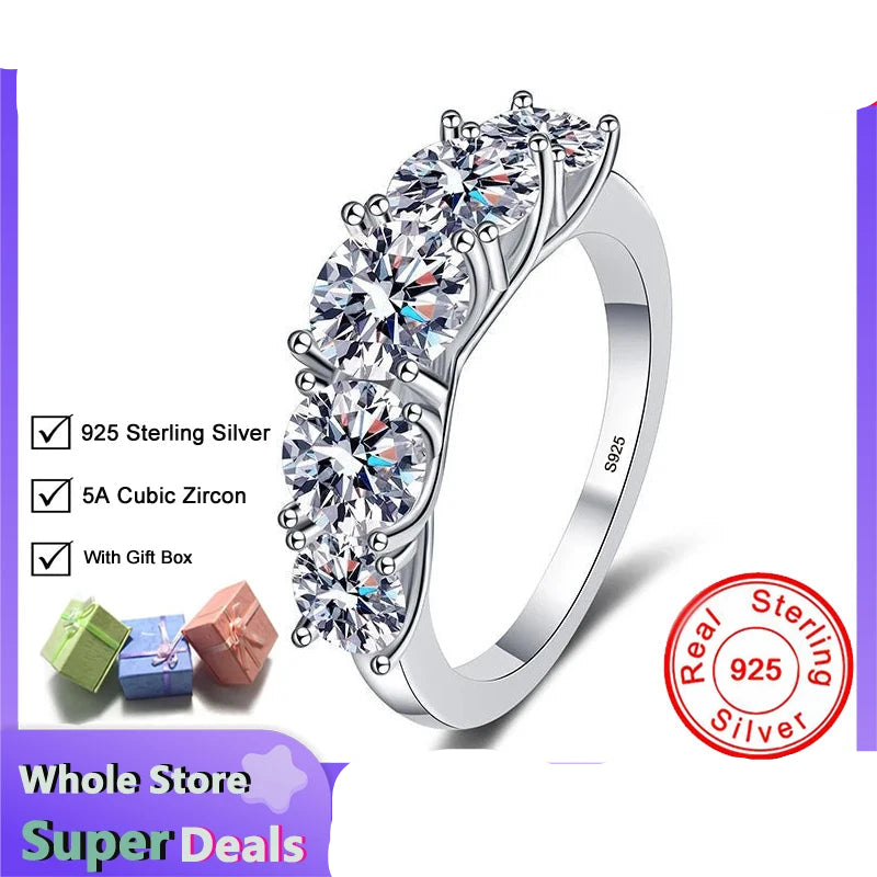 3.6CT Moissanite Engagement Ring for Women – 925 Silver