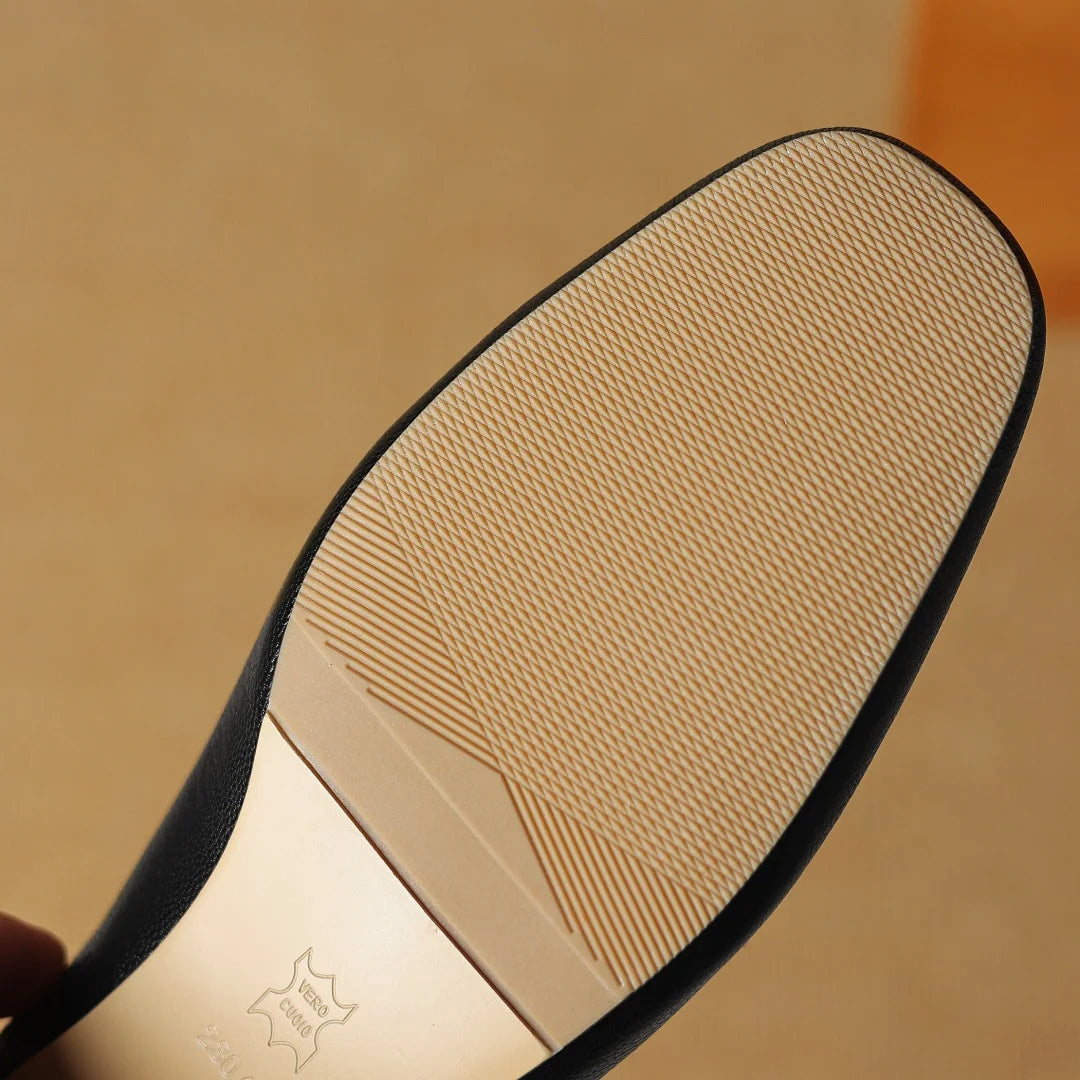 Women’s Plus Size Leather Square Toe Slip-On Mules (34-41)