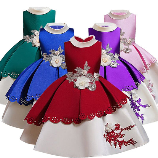 Girls Embroidery Kids Dresses Princess Dress New Year