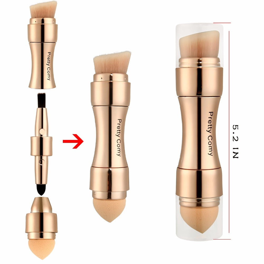 4 In 1 Portable Professional Makeup Brushes Foundation Eyebrow