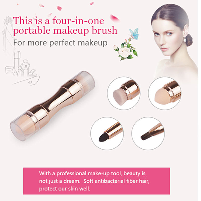 4 In 1 Portable Professional Makeup Brushes Foundation Eyebrow