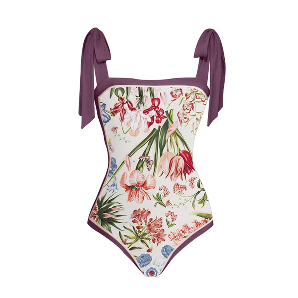 One Piece Swimsuit Floral Print