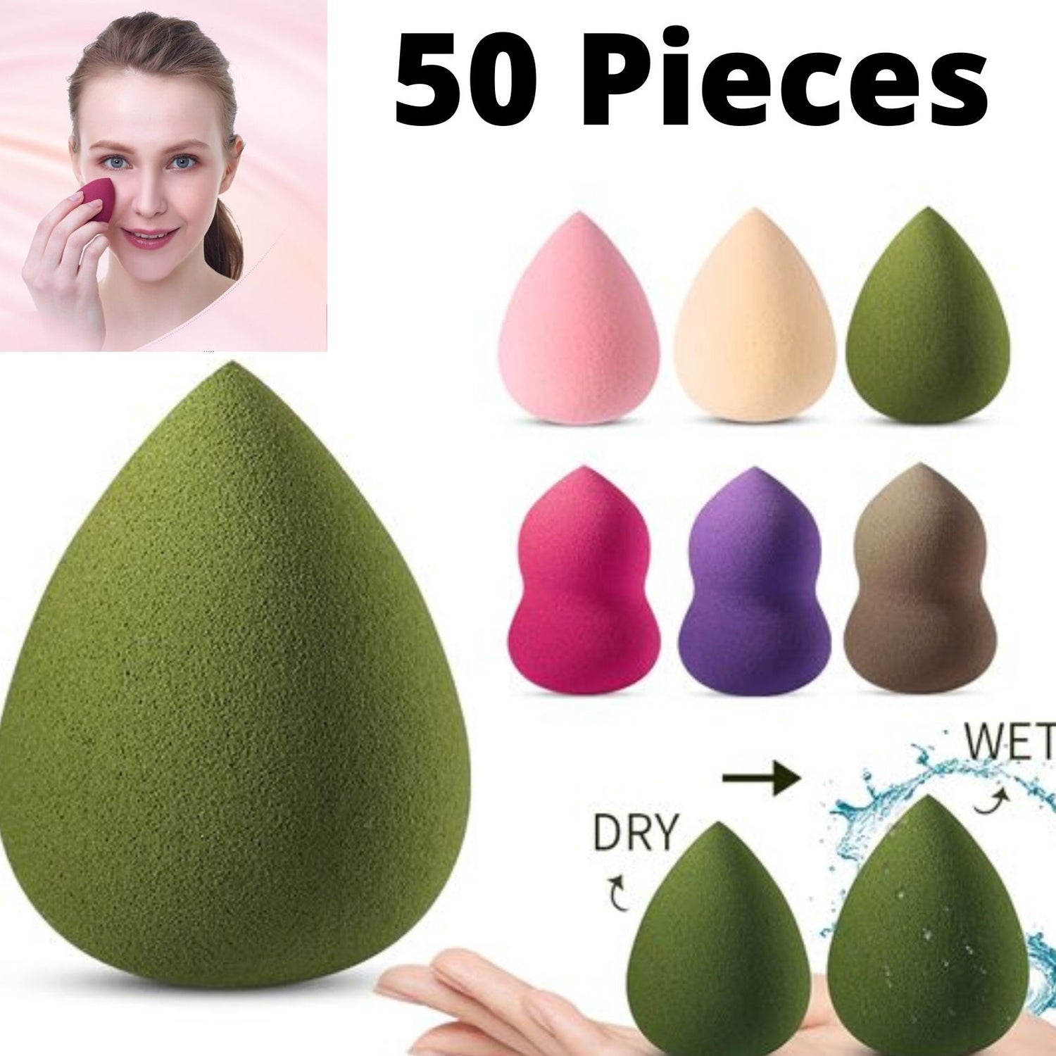 Mini Makeup Sponge Beauty Blenders Cosmetic Puff Powder Professional Foundation Cream Tool 50 Pieces-makeup sponge-Free Item Online