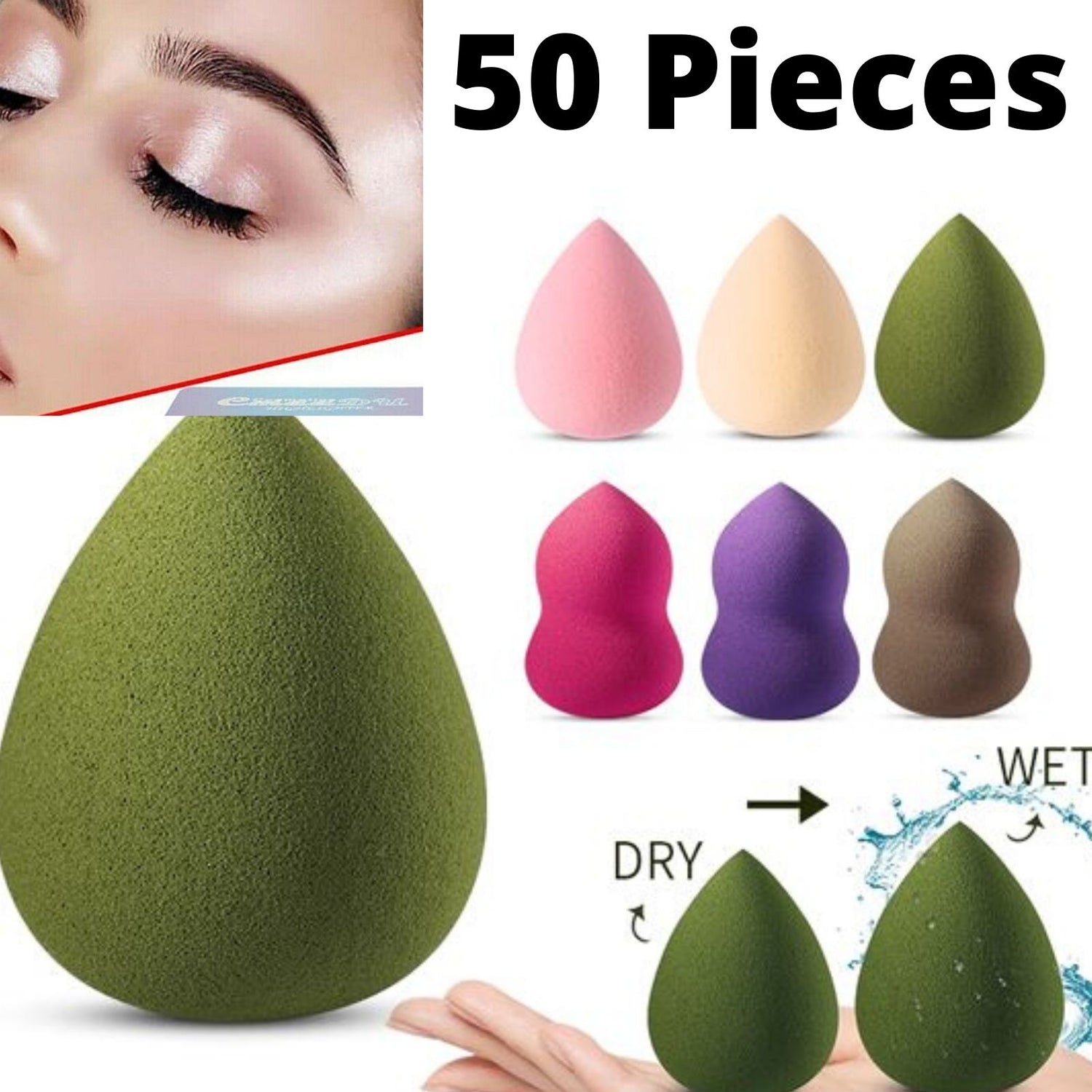 Mini Makeup Sponge Beauty Blenders Cosmetic Puff Powder Professional Foundation Cream Tool 50 Pieces-makeup sponge-Free Item Online