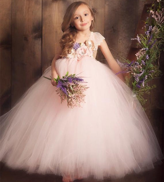Baby Girls Pink Vintage Flower Tutu Dress-girls dresses-Top Super Deals-Free Item Online