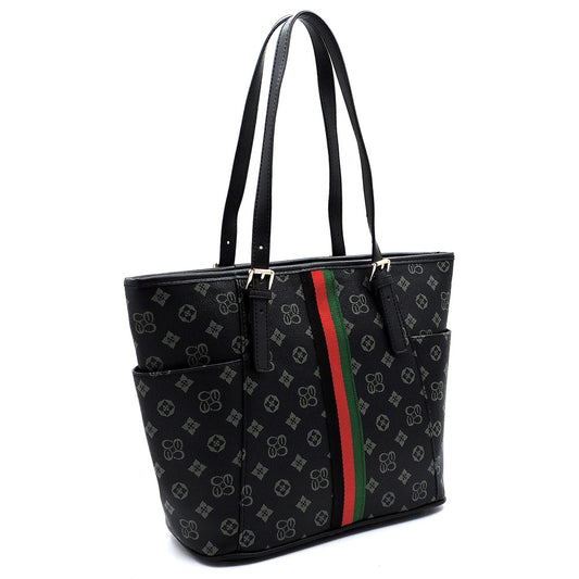 Women Canvas Monogram Handbag Tote Black BNX01-Handbag-Free Item Online