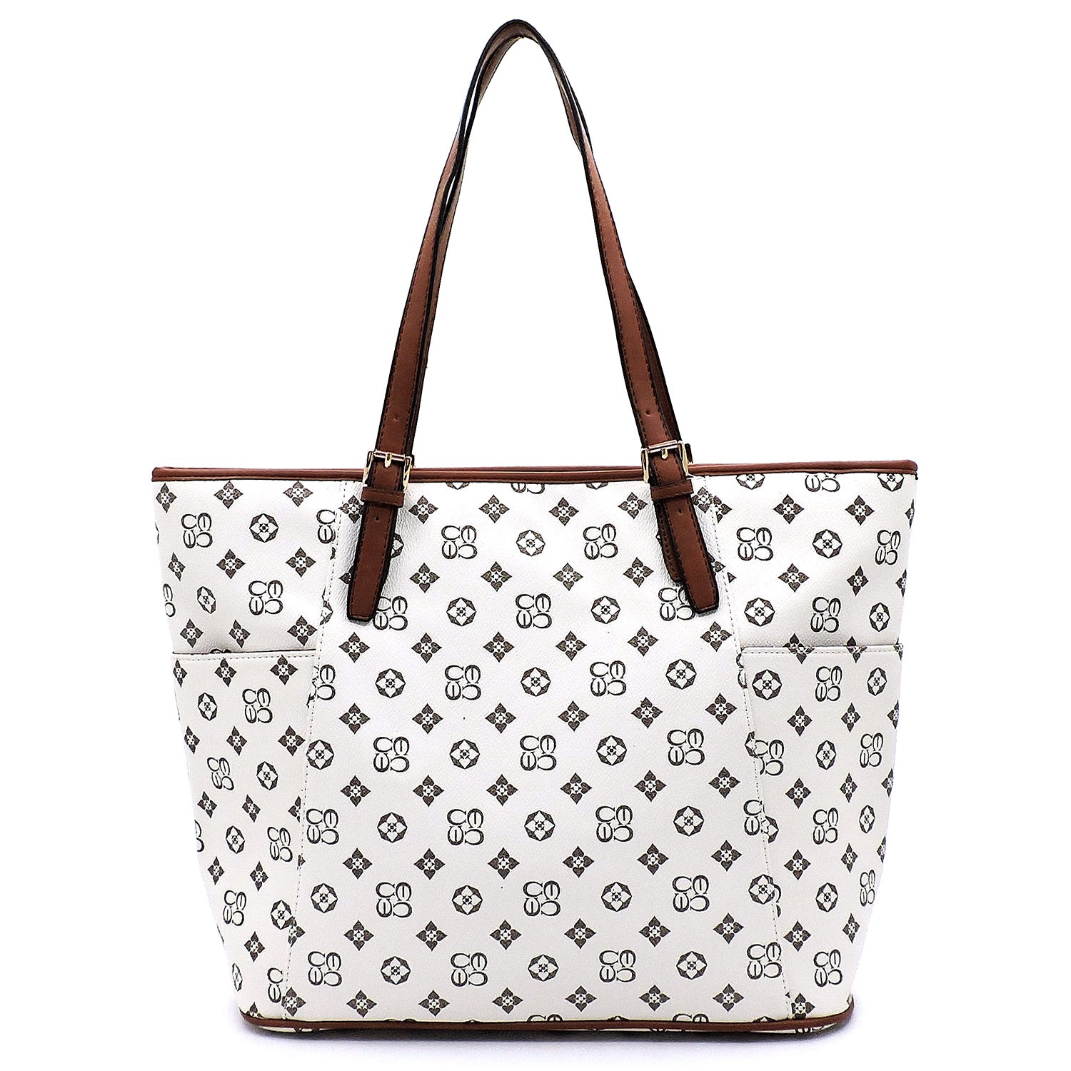 Women Monogram Handbag Shopper Tote BBNX04-Handbag-IVORY-Free Item Online