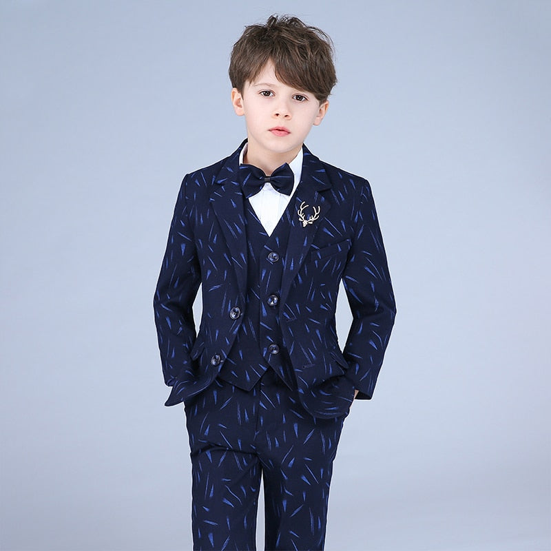 Children Formal Suit Jacket Wedding boys  Dress Suit 8 Pieces set high quality jacket+vest+pants +bow tie size 2years -14 years