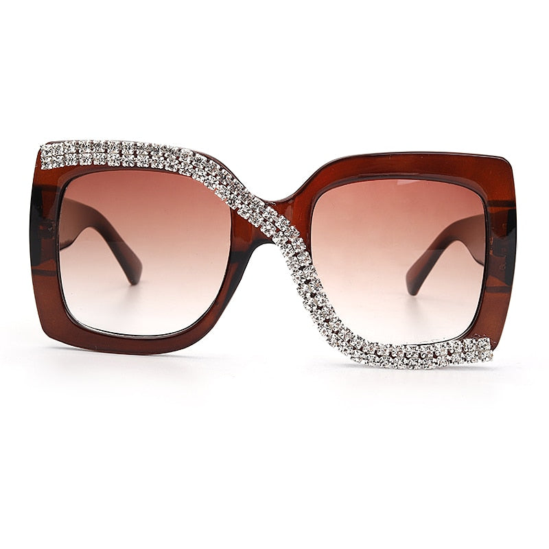 Women  Luxury Vintage Oversized Sunglasses Rhinestone Glasses Shades