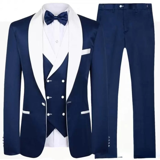 Groom Tuxedos Peak Lapel Best Man Suits Men's Wedding Suits (Jacket+Pants+Vest)