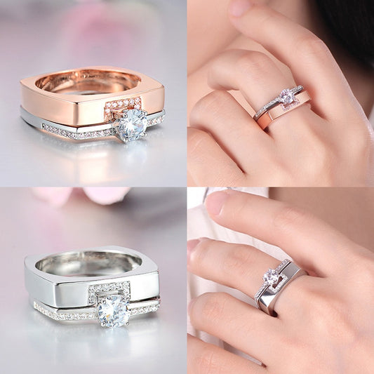 Luxury Female two color white Zircon Ring Set Crystal Bridal Ring Wedding Jewelry Promise Engagement Rings For Women
