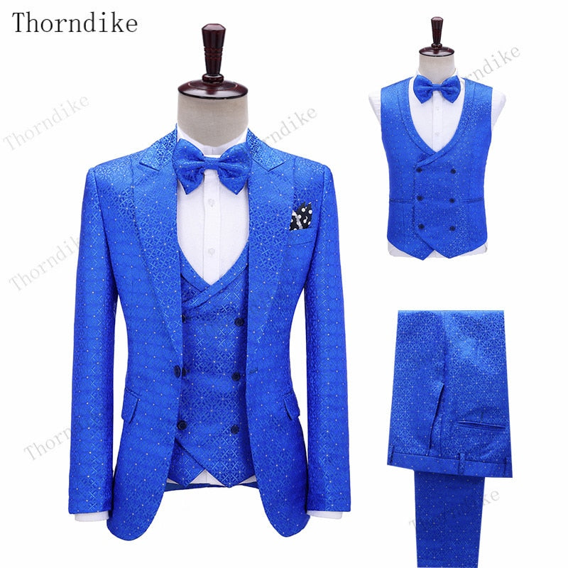 Mens Wedding Jacket Singer 3-Piece Suit Blazer