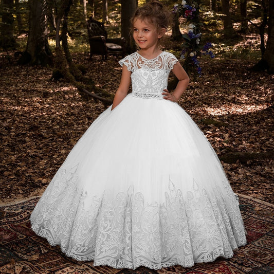 Puffy Flower Girl Dresses Hot Selling Layers Satin Bow Kids Princess Dress Bow Shoulder Kids First Communion Dresses