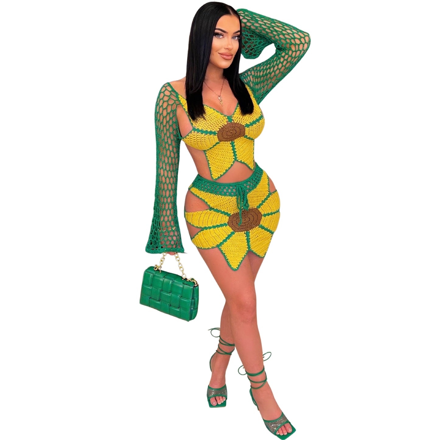 Beach Suit Sexy Hand-crocheted Sunflower Swimsuit Cover Ups