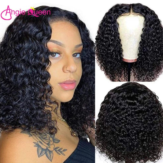 Deep Wave 4x4 Lace Closure Pre Plucked Short Bob Lace Frontal Wigs