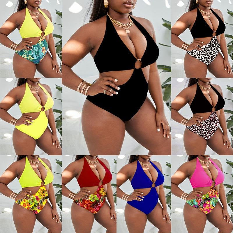 Plus Size  Swimsuits Ladies Printed Sexy One Piece Swimsuit Women Holiday Beachwear Bathing Suit Bikinis 2023