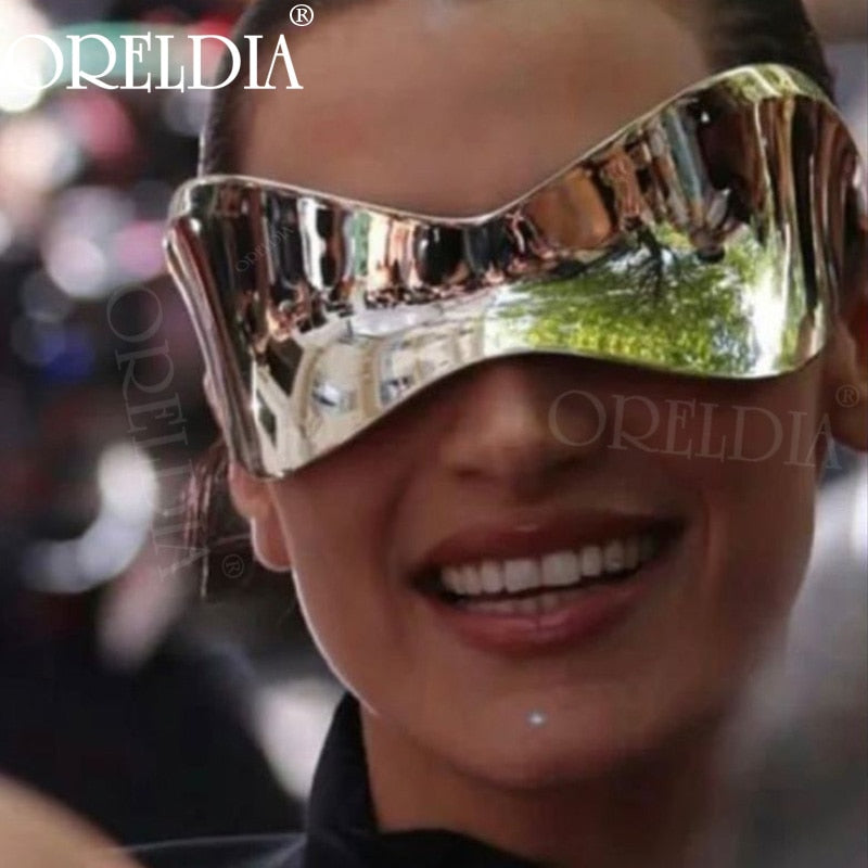 Oversized Punk Y2K Sunglasses Goggle New Women Men Sport Silver Futuristic Sun Glasses Female Rimless Eyeglasses De Sol Oculos