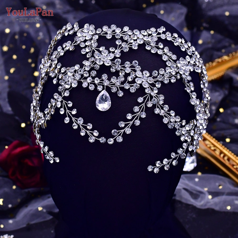Rhinestone Forehead Headband Fashion Crystal Bridal Headpiece Wedding Hair Accessories Tiara wear
