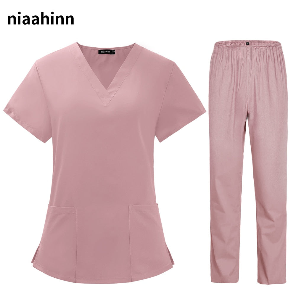 Uniforms Nurse Women Thin and Light Fabric Short Sleeve Medical Clothes Scrubs Nursing Pants Elastic Medical Uniforms for Summer