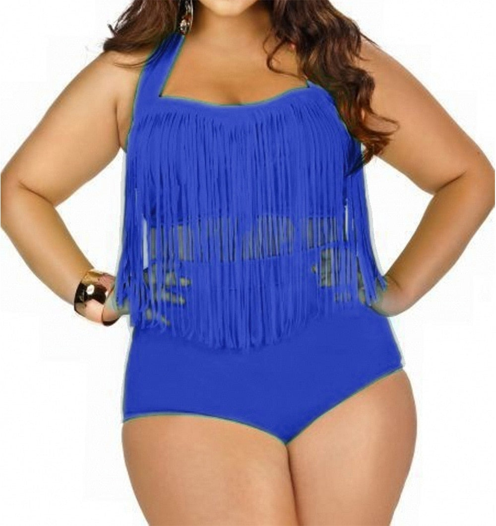 Plus Size Tassels Bikinis High Waist Women Bra Bikini Beachwear