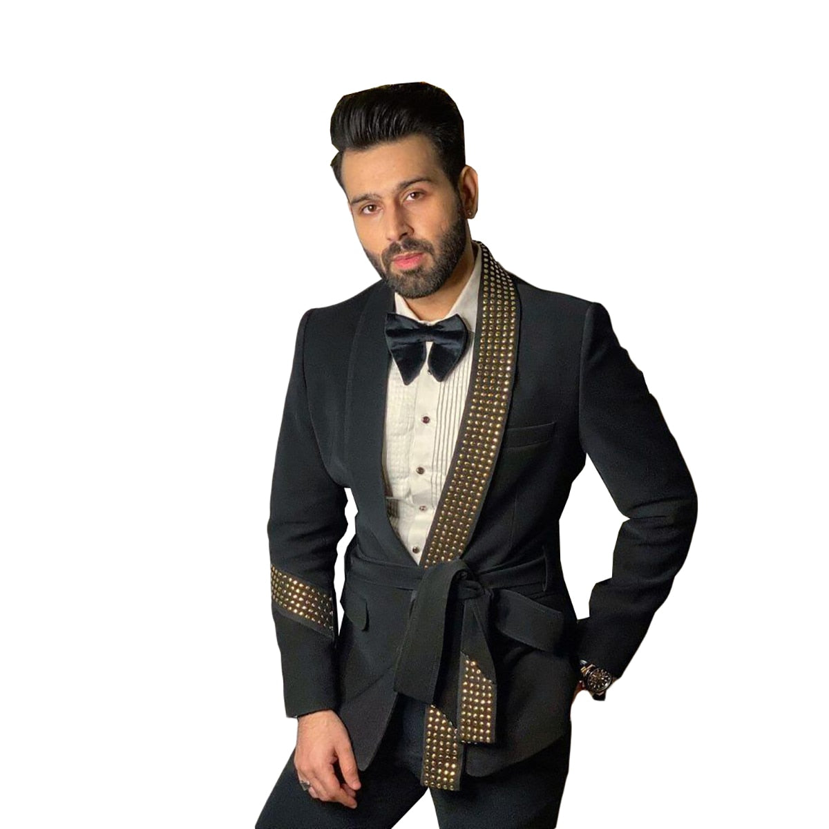 Black Sequin Party Men Suits One-piece Fashion Wedding Suit Jacket Belt Suit for Men Formal Occasion-Top Super Deals-Free Item Online
