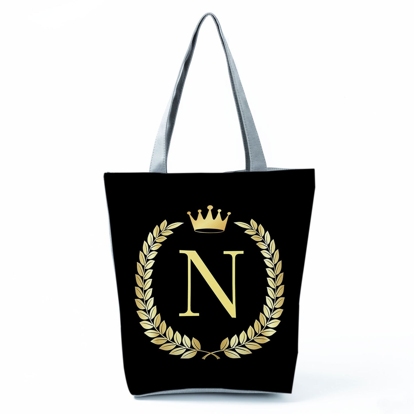Black Customized Letter Alphabets Women Tote Shoulder Handbag