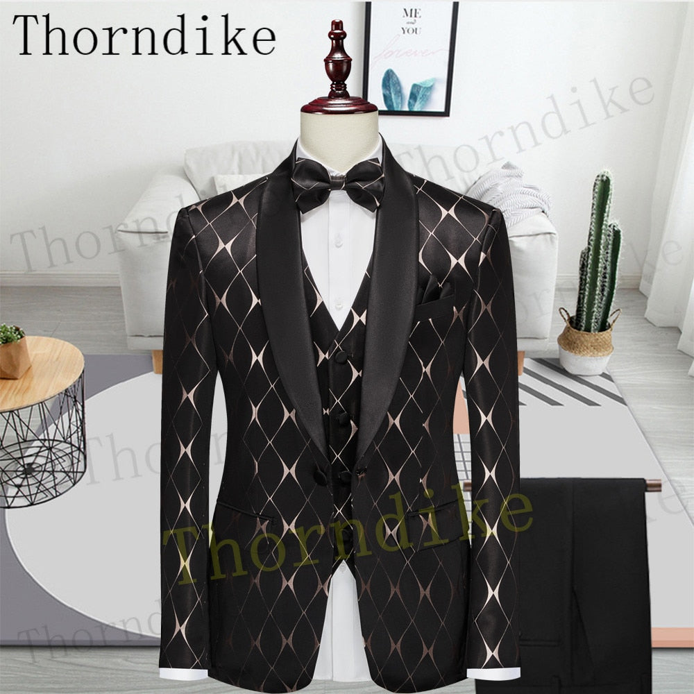 Suit Fashion Formal Business Slim Fit 3-Pieces Blazers Tuxedo Wedding Men Suits Groom Suit