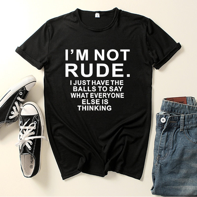 I am Not Rude Letter Print Women T Shirt Short Sleeve O Neck Loose Women Tshirt Ladies Tee Shirt Tops Cloth