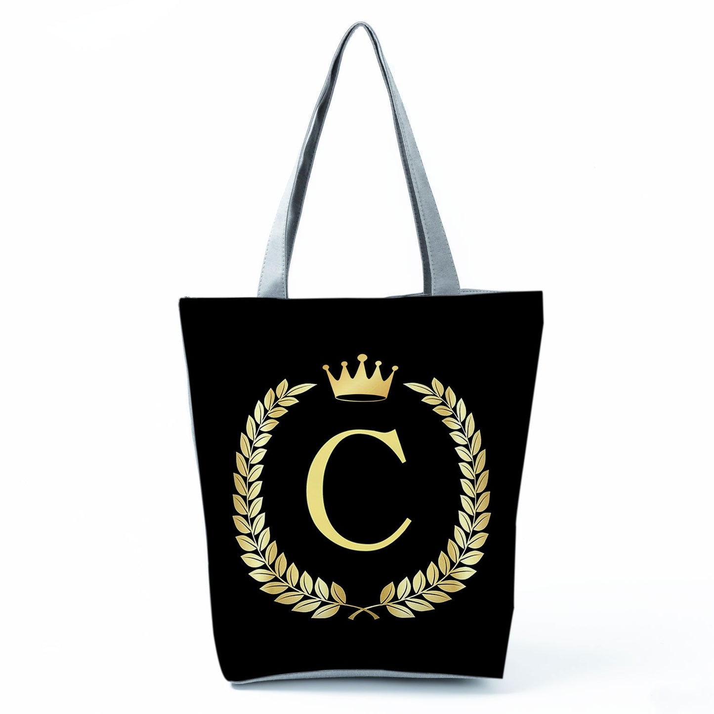 Black Customized Letter Alphabets Women Tote Shoulder Handbag