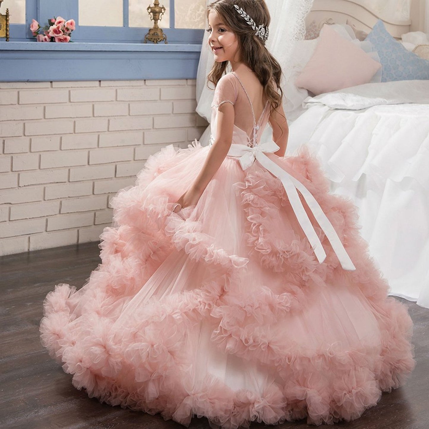 childrens bridesmaid dress WEDTREND Women Sky Blue Junior Bridesmaid Dress Chiffon A Line Cold Shoulder Wedding Guest Dress, Sky Blue / J16