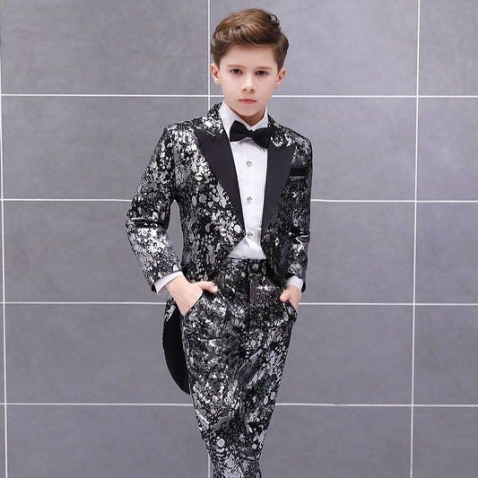 Three pieces Vest+pants+shirts Formal Jacket Boys Suits Sets Single Breasted Regular Elastic Waist Wholesale price size110-160cm