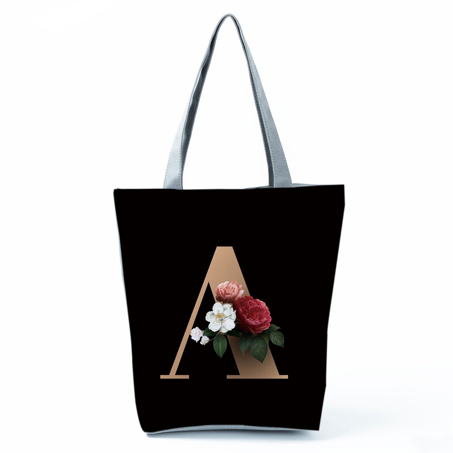 Black Customized Letter Alphabets Women Tote Shoulder Handbag
